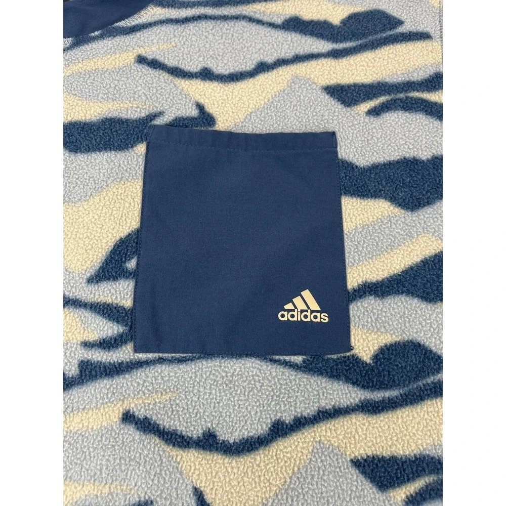 Adidas Camo Fleece Sweatshirt Men XL Blue Crew Neck Stretch Long Sleeve Pullover